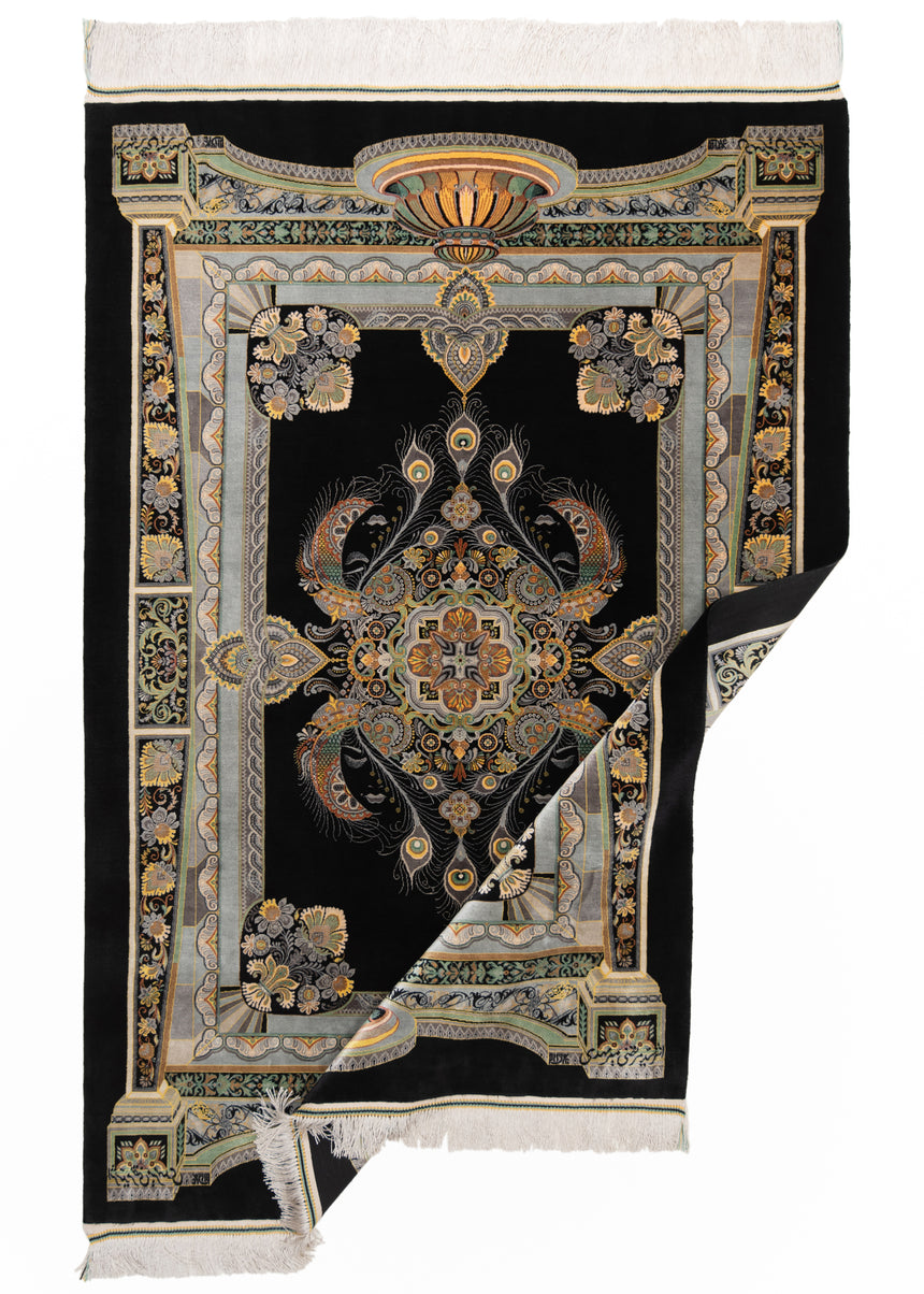 Alfombra persa de seda pura Qom | 147 x 100 cm