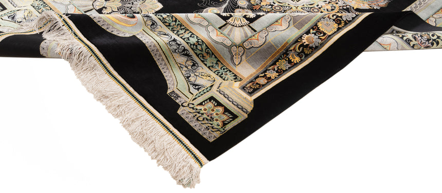 Alfombra persa de seda pura Qom | 147 x 100 cm