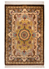 Alfombra persa de seda pura Qom | 157 x 105 cm