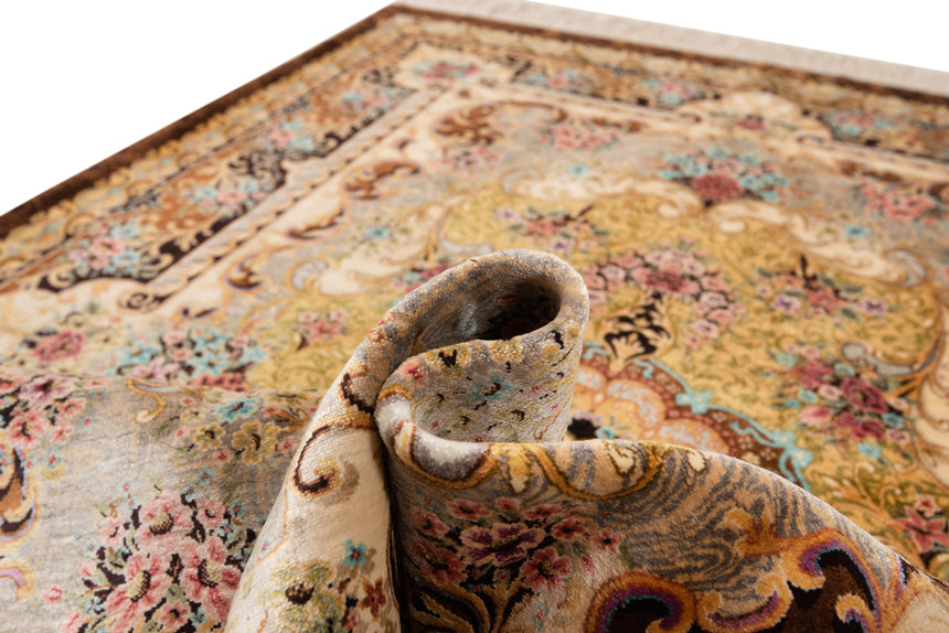 Alfombra persa de seda pura Qom | 157 x 105 cm