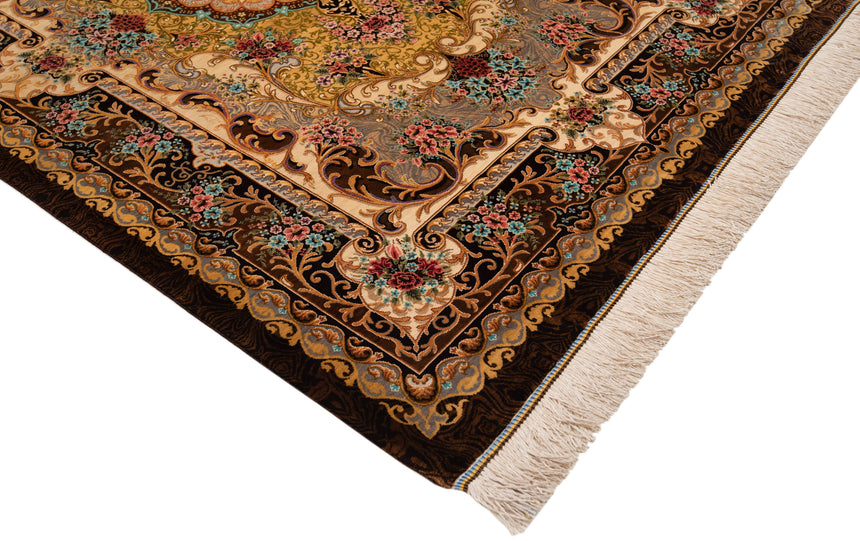 Alfombra persa de seda pura Qom | 157 x 105 cm