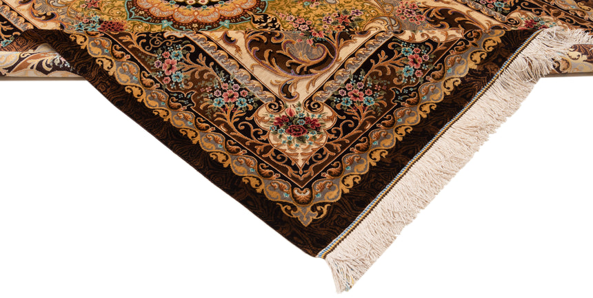 Alfombra persa de seda pura Qom | 157 x 105 cm