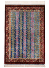 Alfombra persa de seda pura Qom | 122 x 83 cm