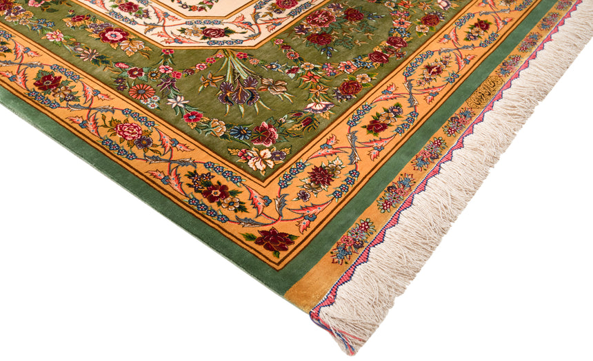 Alfombra persa de seda pura Qom | 167 x 108 cm