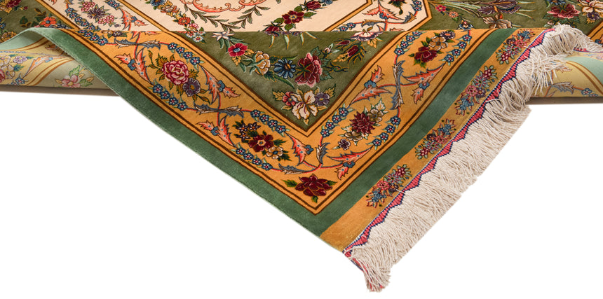 Alfombra persa de seda pura Qom | 167 x 108 cm