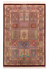 Alfombra persa de seda pura Qom | 200 x 137 cm