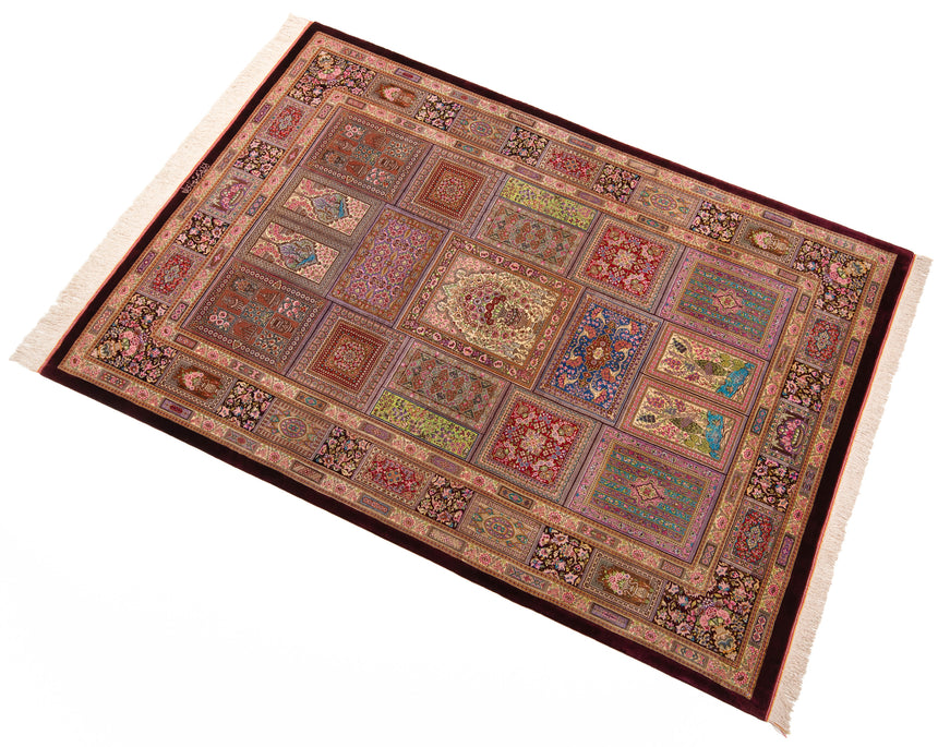 Alfombra persa de seda pura Qom | 200 x 137 cm