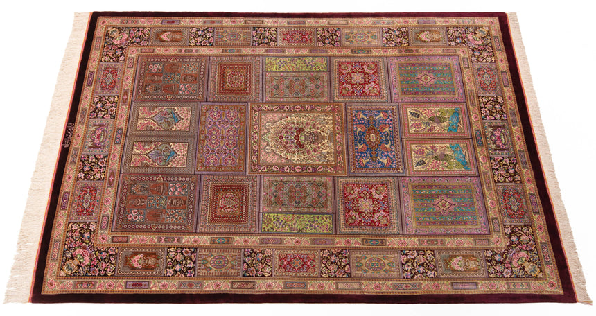 Alfombra persa de seda pura Qom | 200 x 137 cm