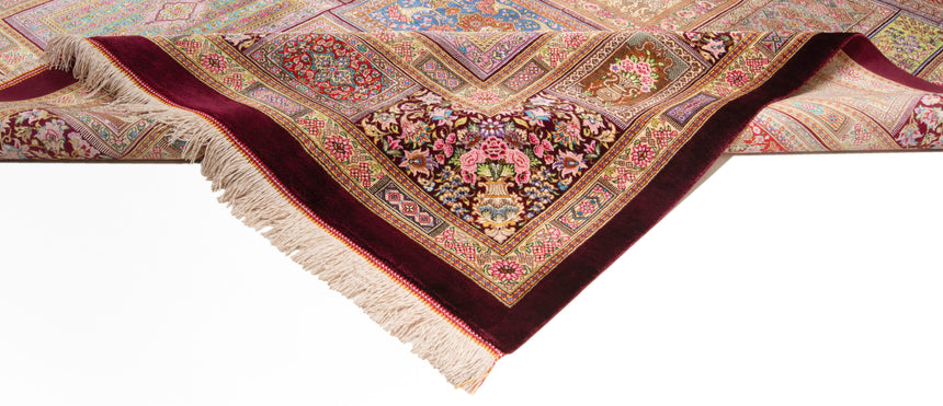 Alfombra persa de seda pura Qom | 200 x 137 cm
