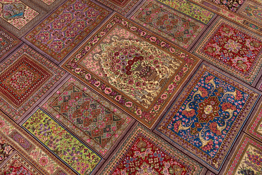 Alfombra persa de seda pura Qom | 200 x 137 cm