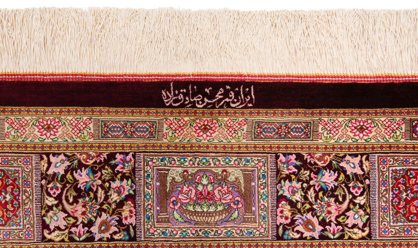 Alfombra persa de seda pura Qom | 200 x 137 cm