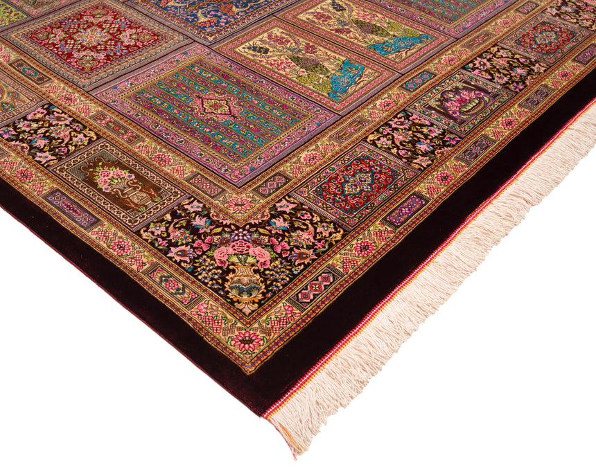 Alfombra persa de seda pura Qom | 200 x 137 cm