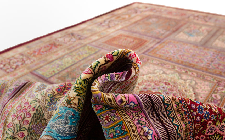 Alfombra persa de seda pura Qom | 200 x 137 cm