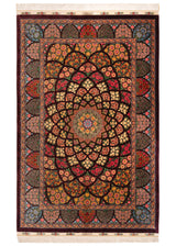 Alfombra persa de seda pura Qom | 217 x 140 cm