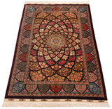 Alfombra persa de seda pura Qom | 217 x 140 cm