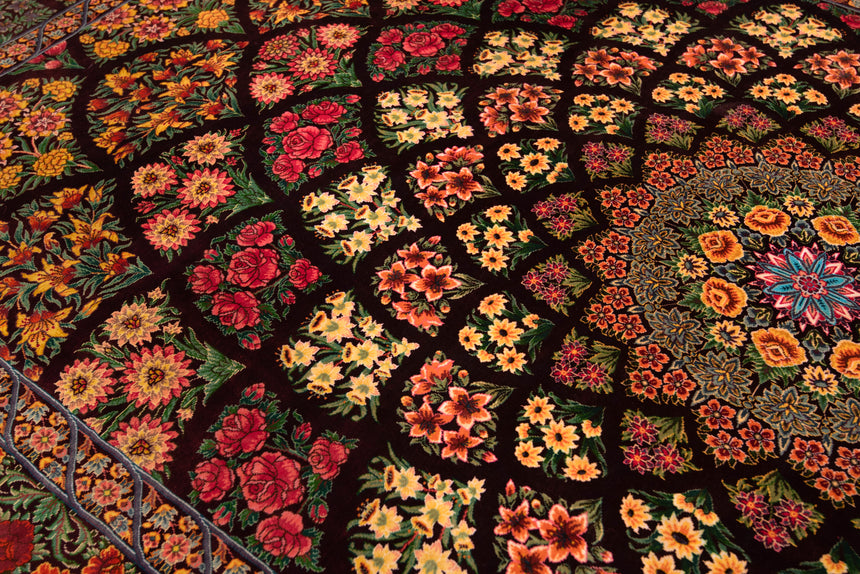 Alfombra persa de seda pura Qom | 217 x 140 cm