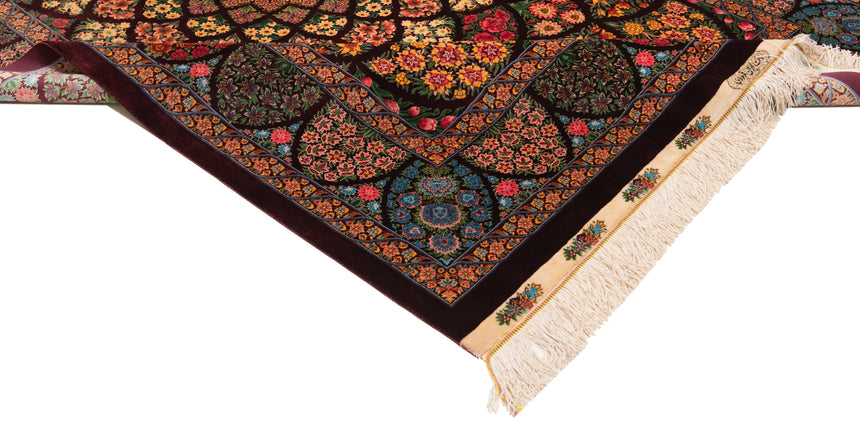 Alfombra persa de seda pura Qom | 217 x 140 cm