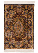 Alfombra persa de seda pura Qom | 156 x 104 cm