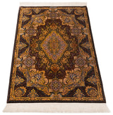 Alfombra persa de seda pura Qom | 156 x 104 cm