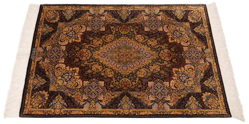 Alfombra persa de seda pura Qom | 156 x 104 cm