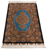 Alfombra persa de seda pura Qom | 154 x 98 cm