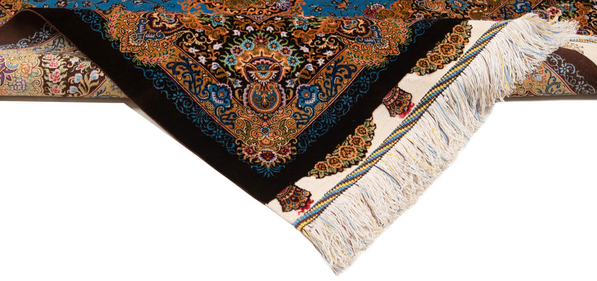 Alfombra persa de seda pura Qom | 154 x 98 cm