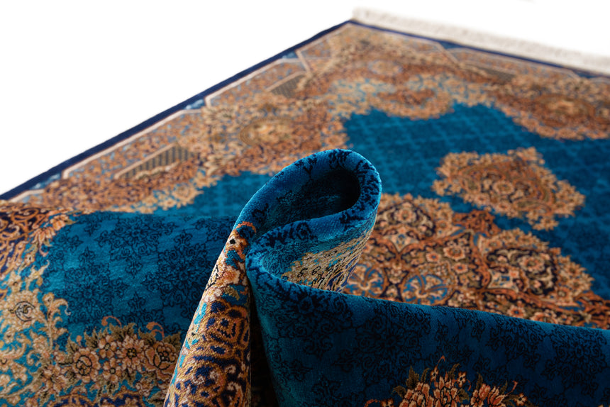 Alfombra persa de seda pura Qom | 153 x 99 cm