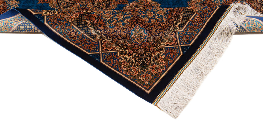 Alfombra persa de seda pura Qom | 153 x 99 cm