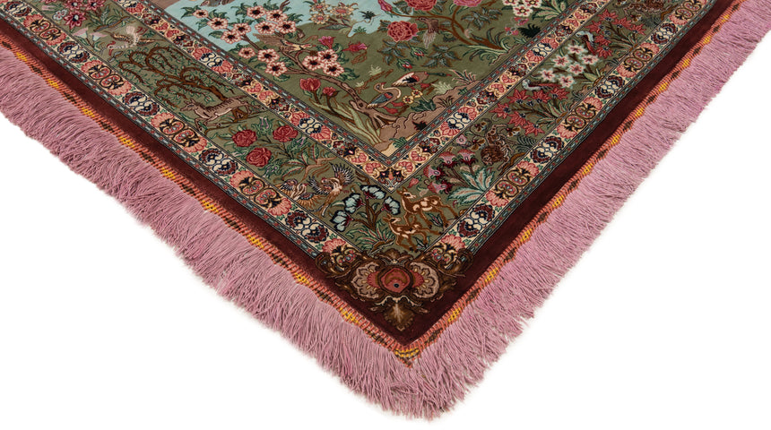 Alfombra persa de seda pura Qom | 154 x 100 cm