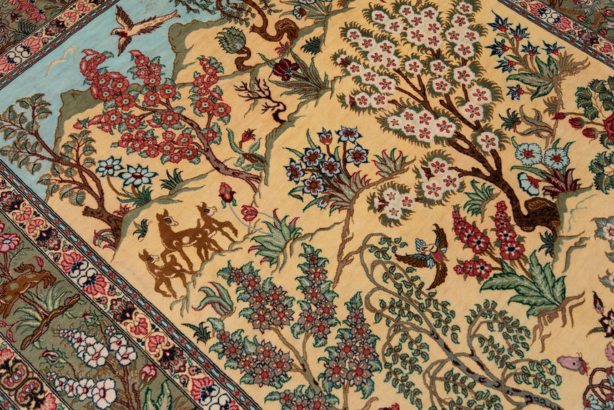 Alfombra persa de seda pura Qom | 154 x 100 cm