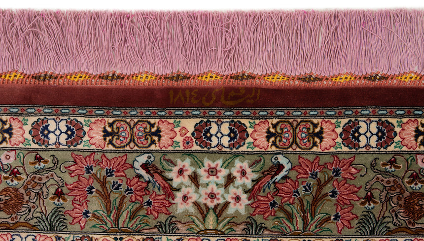 Alfombra persa de seda pura Qom | 154 x 100 cm