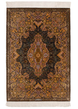 Alfombra persa de seda pura Qom | 150 x 103 cm