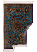 Alfombra persa de seda pura Qom | 155 x 100 cm