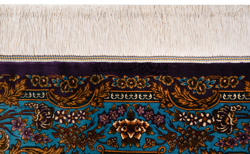 Alfombra persa de seda pura Qom | 155 x 100 cm