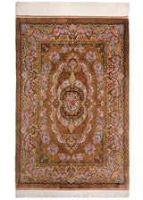 Alfombra persa de seda pura Qom | 150 x 100 cm
