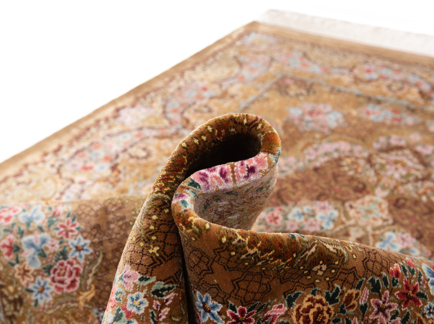 Alfombra persa de seda pura Qom | 150 x 100 cm