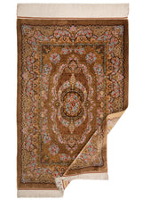 Alfombra persa de seda pura Qom | 150 x 100 cm