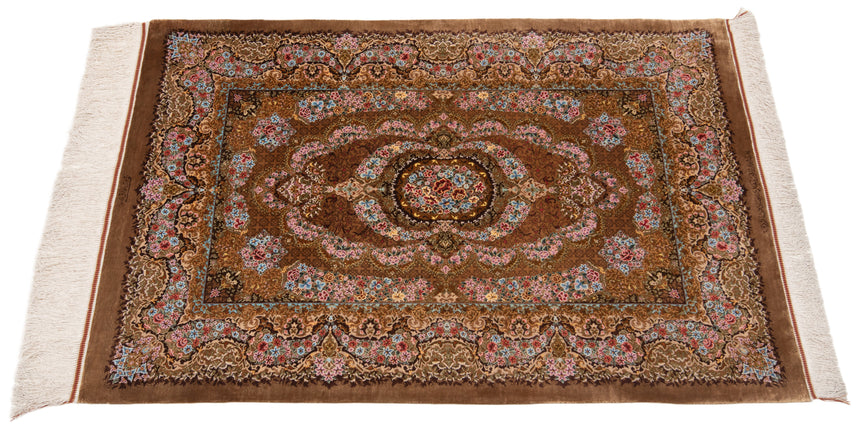 Alfombra persa de seda pura Qom | 150 x 100 cm