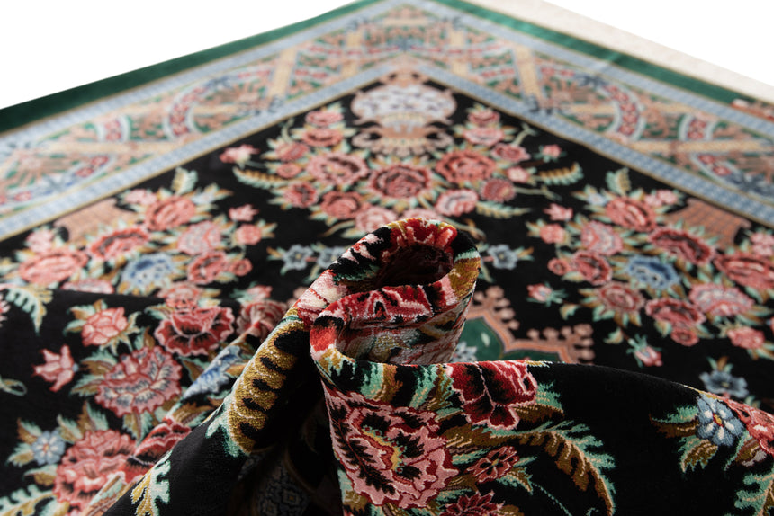 Alfombra persa de seda pura Qom | 148 x 149 cm