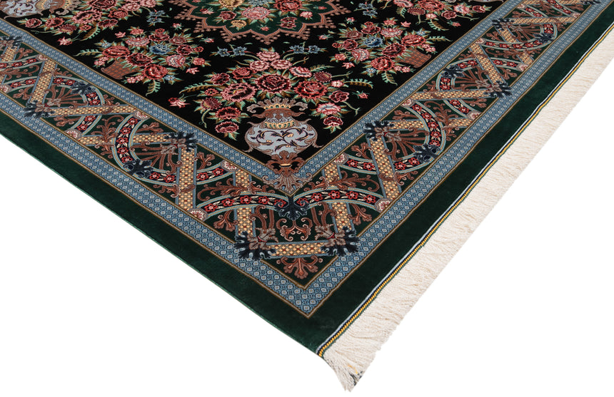 Alfombra persa de seda pura Qom | 148 x 149 cm