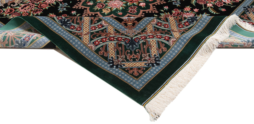 Alfombra persa de seda pura Qom | 148 x 149 cm