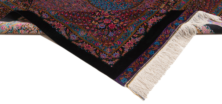 Alfombra persa de seda pura Qom | 209 x 123 cm