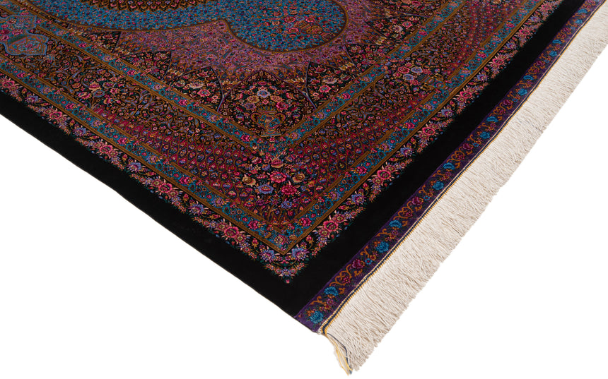 Alfombra persa de seda pura Qom | 209 x 123 cm
