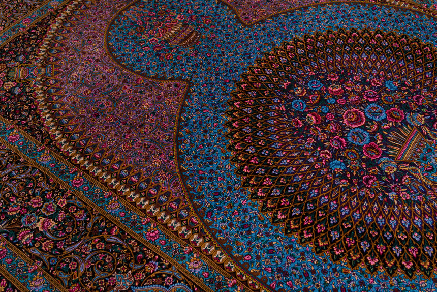 Alfombra persa de seda pura Qom | 209 x 123 cm