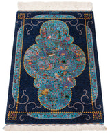 Alfombra persa de seda pura Qom | 86 x 59 cm