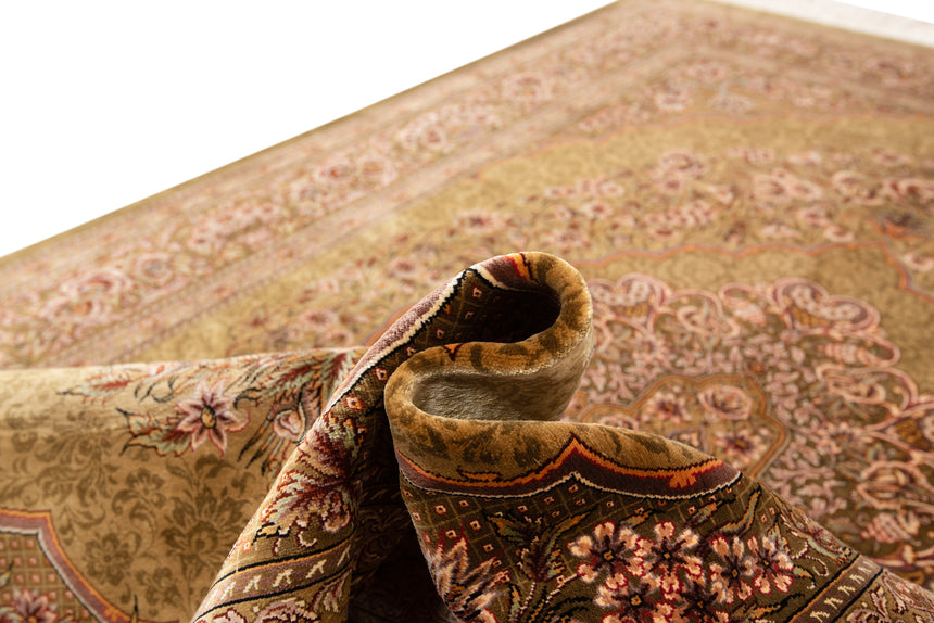 Alfombra persa de seda pura Qom | 203 x 135 cm