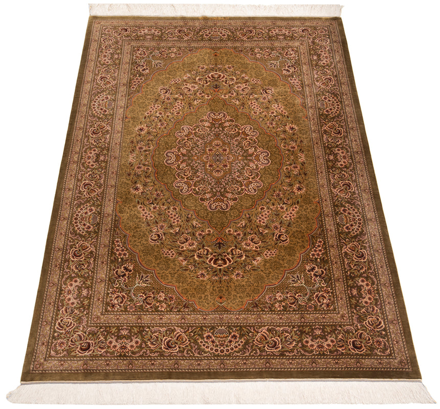 Alfombra persa de seda pura Qom | 203 x 135 cm