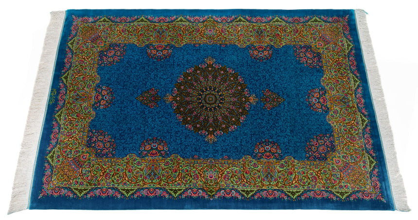 Alfombra persa de seda pura Qom | 190 x 127 cm