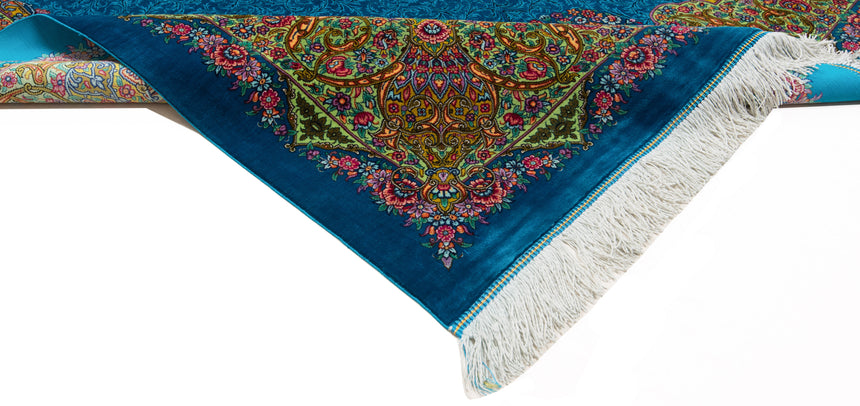 Alfombra persa de seda pura Qom | 190 x 127 cm