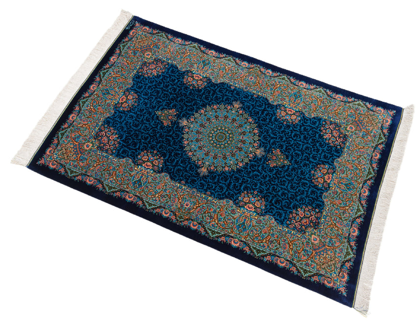 Alfombra persa de seda pura Qom | 191 x 126 cm